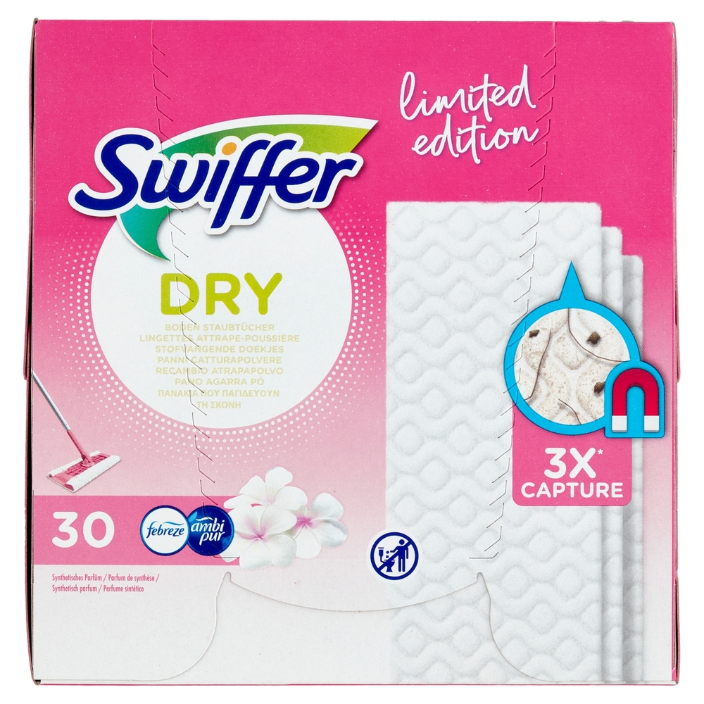 Swiffer Dry Panni Cattura Polvere per Scopa Swiffer - Ricarica 30 Panni limited edition